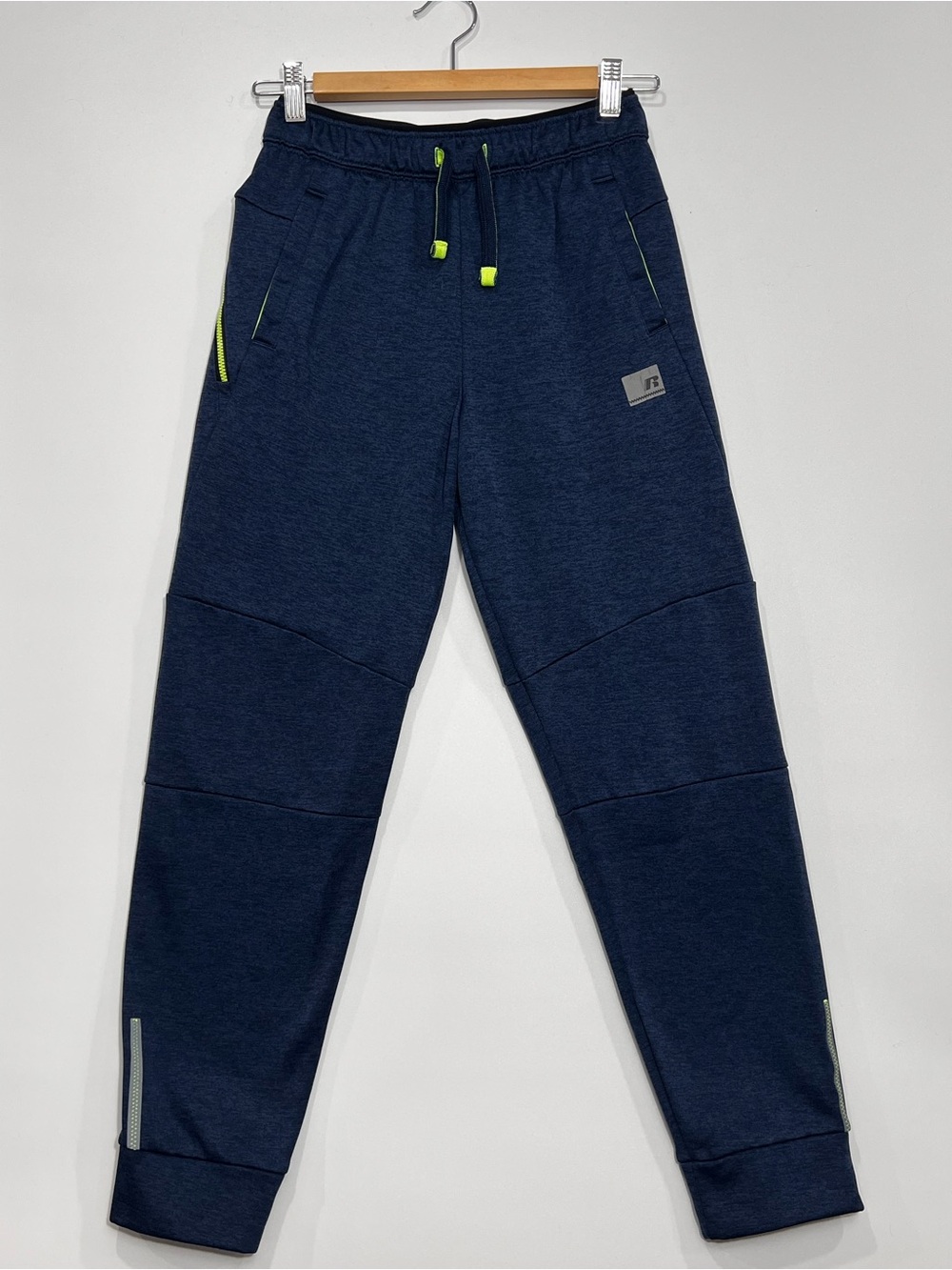 Russell Athletic Navy Joggers with Neon Green Accents